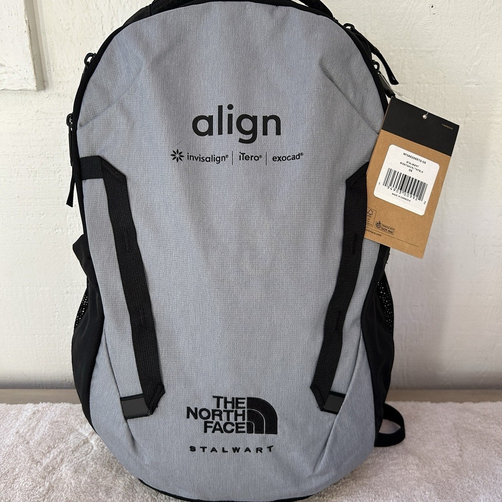 The North Face Stalwart Laptop Backpack Black/Gray‎ Invisalign Logo BNWT